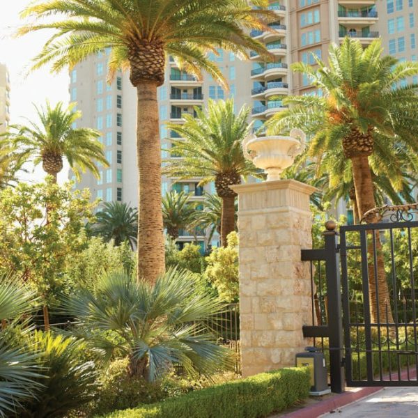 one-queensridge-place-las-vegas-condos-for-sale-outside-tower-view-palm-trees-gate.jpg
